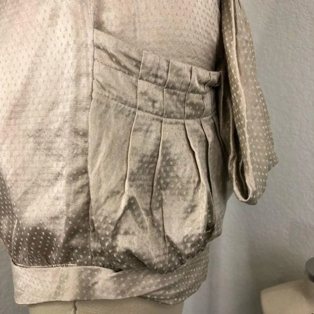 BCBG Max Azria Runway Pleated Cuffed Polka Dot Silk - Picture 4 of 8